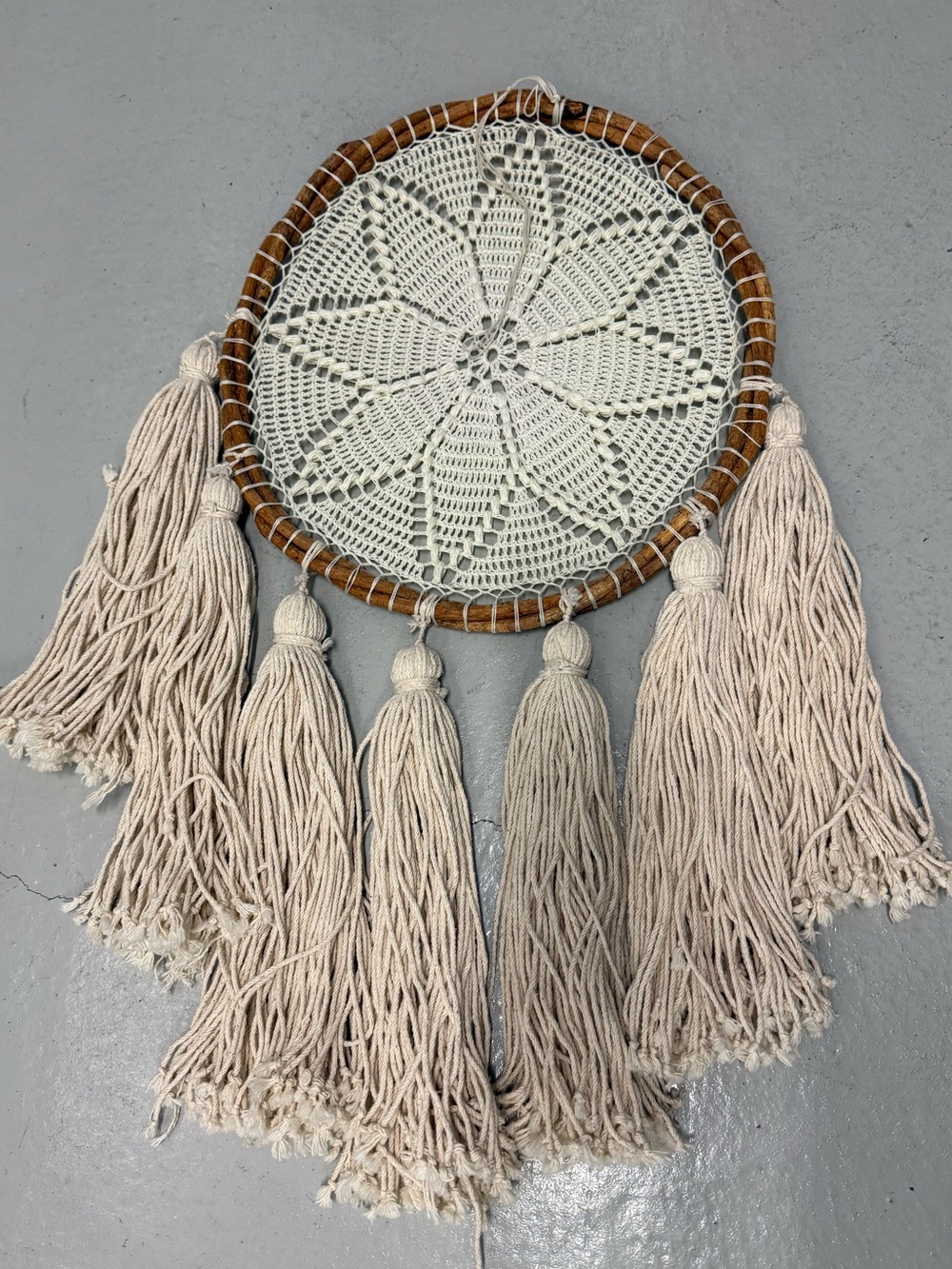 Handmade Crochet Dreamcatcher Wall Hanging - Cream
